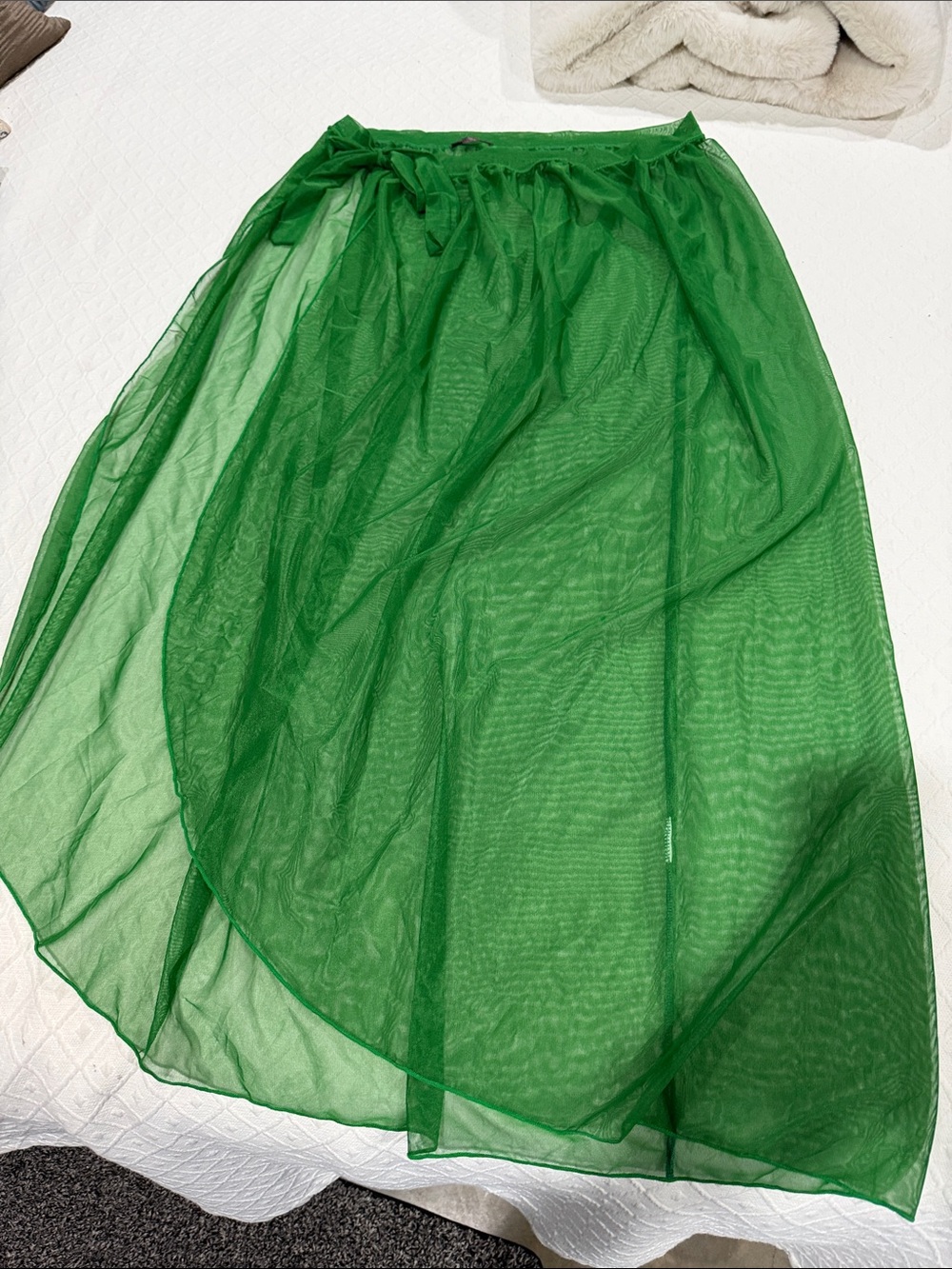 Avidlove Green Sheer Maxi Skirt/Coverup with Tie Waist -XL